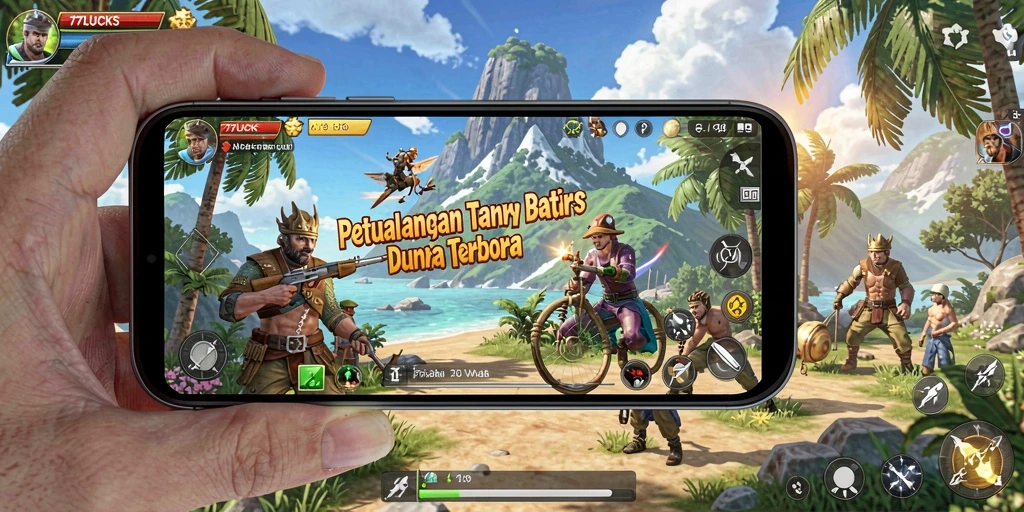 Tampilan gameplay 77LUCKS yang menakjubkan di dunia terbuka.