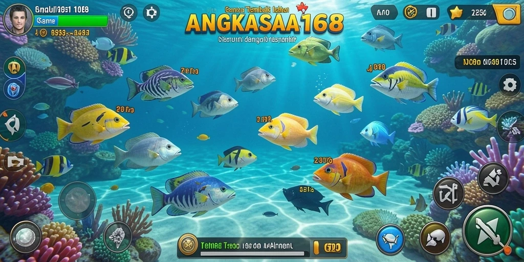 Tampilan gameplay menarik dari ANGKASA168 saat menembak ikan.