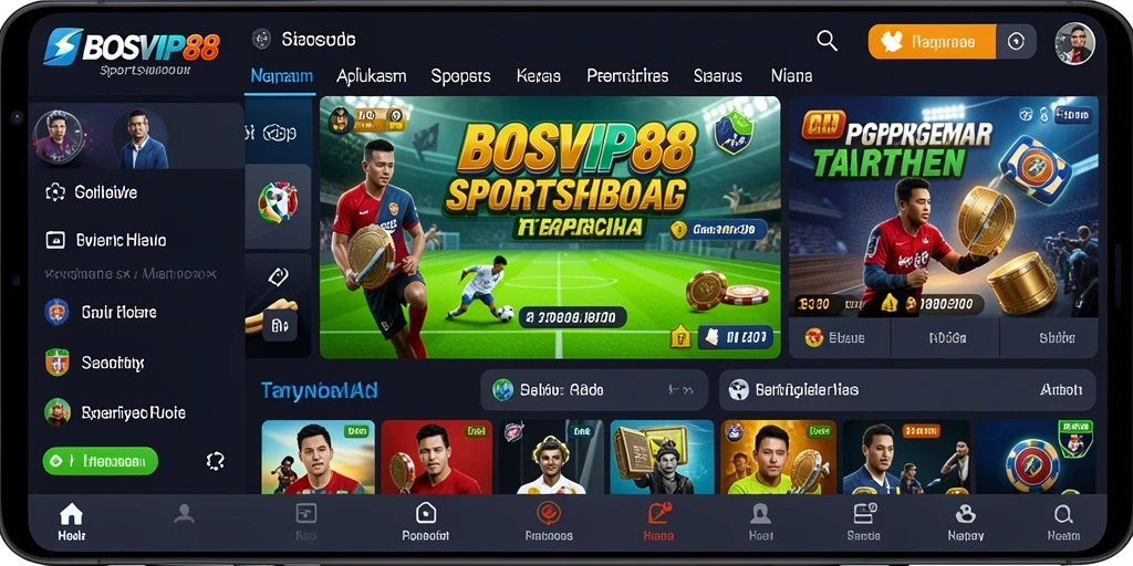Tampilan utama BOSVIP88 menampilkan gameplay sportsbook yang menarik.