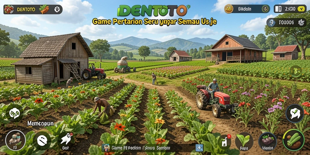 Screenshot gameplay DENTOTO menampilkan aktivitas bertani yang seru.