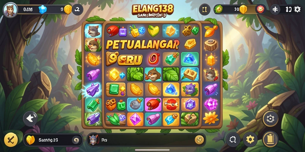 Gameplay ELANG138 yang penuh warna dan tantangan Match-3.