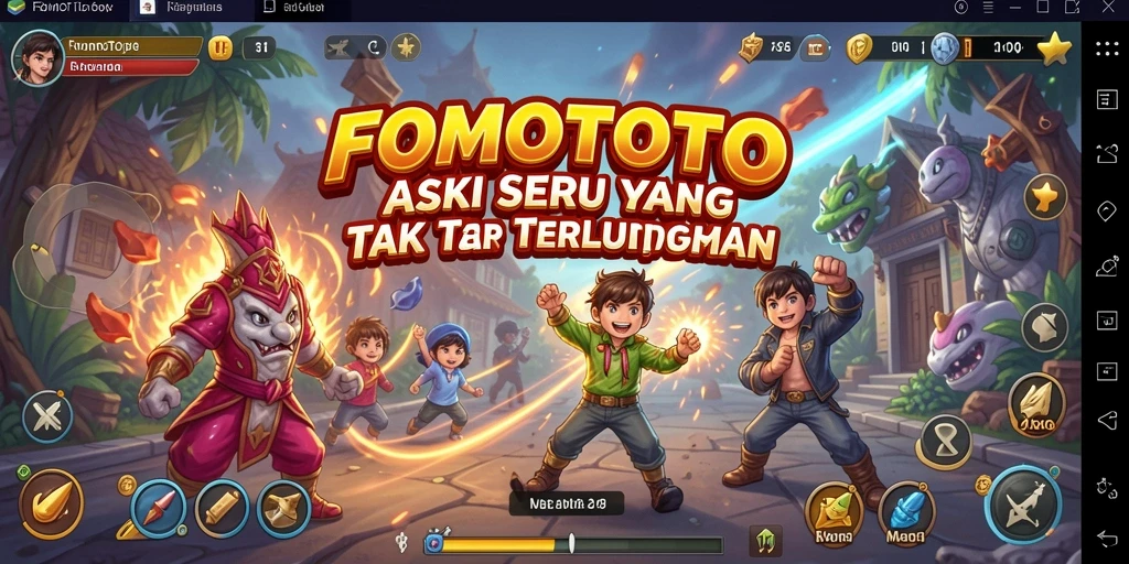 Tampilan aksi intens dalam gameplay FOMOTOTO.