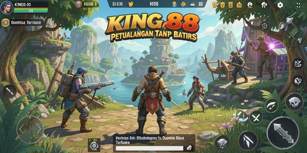 Menampilkan aksi petualangan seru di dunia Open World KING88.