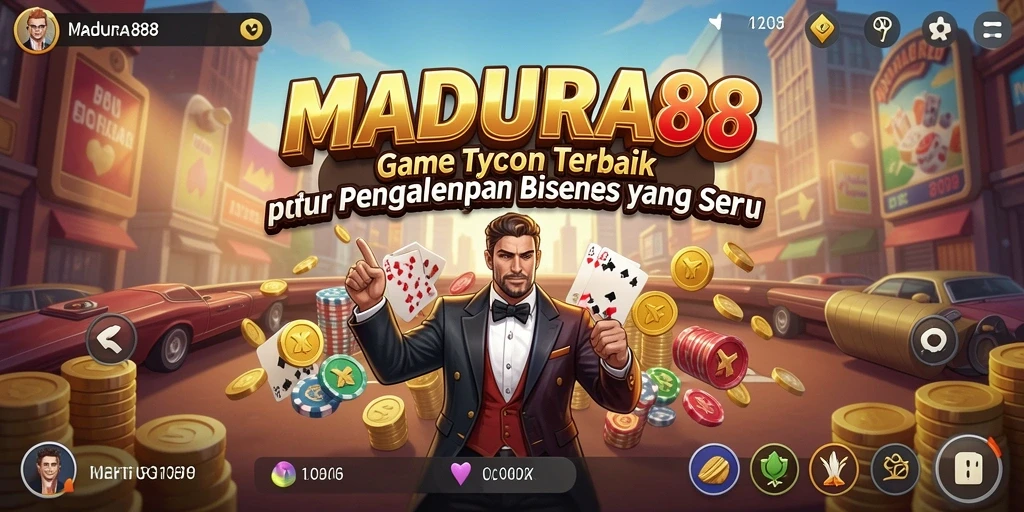 Tampilan gameplay <strong>MADURA88</strong> yang menampilkan keseruan manajemen bisnis.