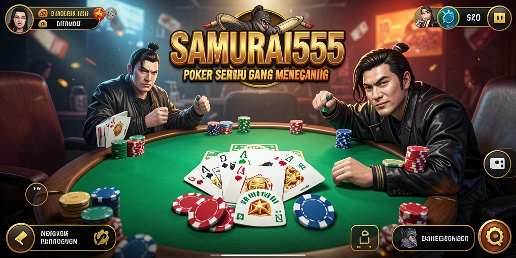 Tampilan gameplay Poker yang mendebarkan di SAMURAI555.