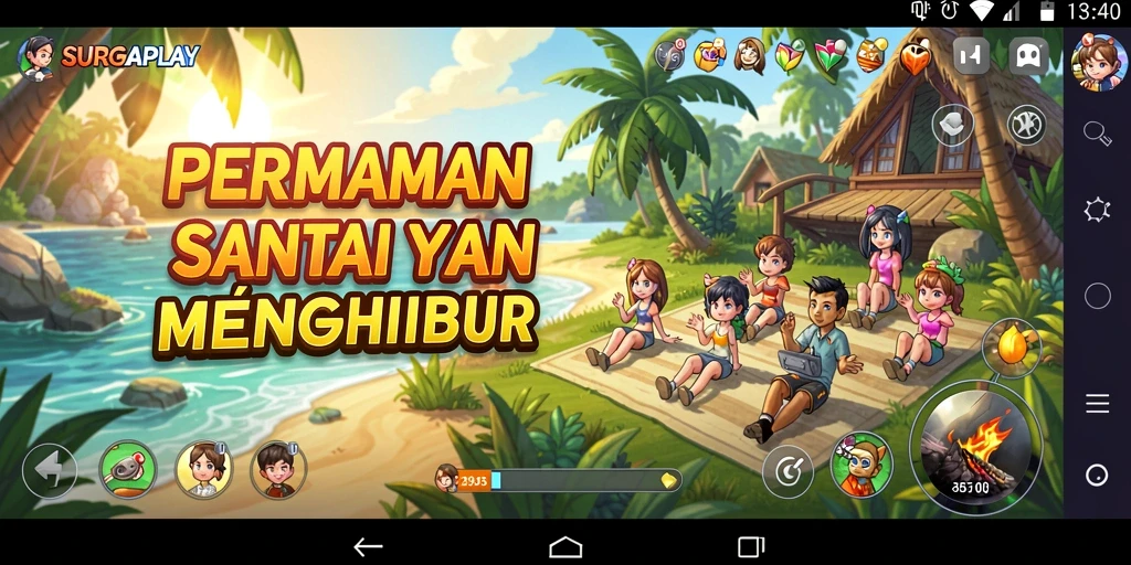 Tampilan gameplay SURGAPLAY yang ceria dan berwarna-warni.