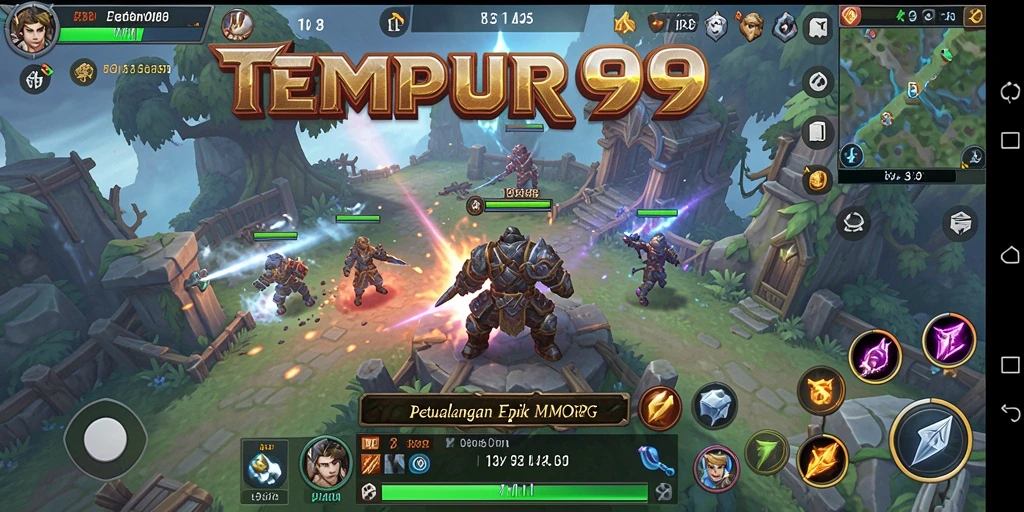 Tampilan gameplay TEMPUR99 yang memukau dalam dunia MMORPG.