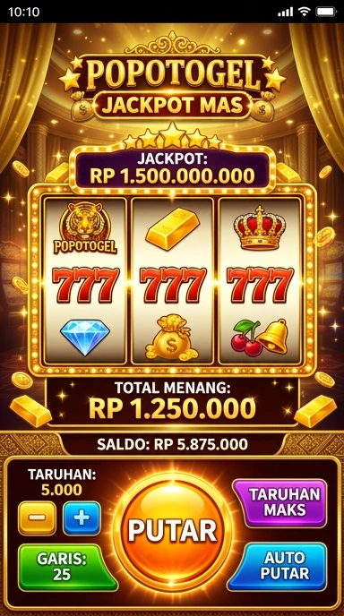 Tampilan utama aplikasi popotogel dengan antarmuka yang user-friendly.